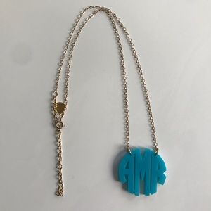 Initials A R M Moon and Lola Acrylic Monogrammed Necklace
